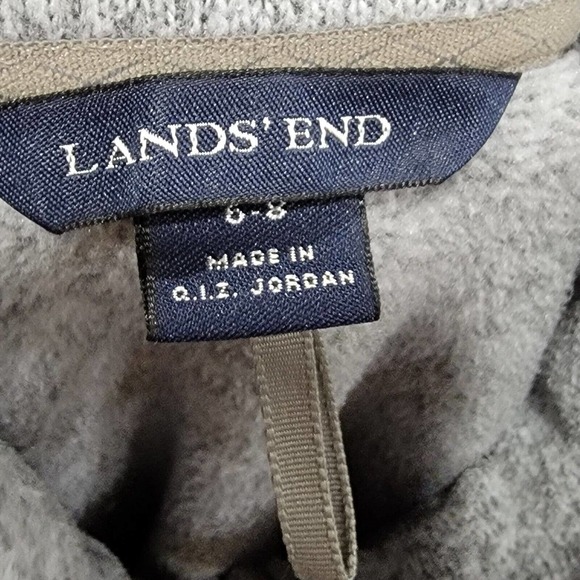 Lands End Grey White Heathered Fleece Lined Jacket Size 6-8 100% Polyester - Picture 3 of 10